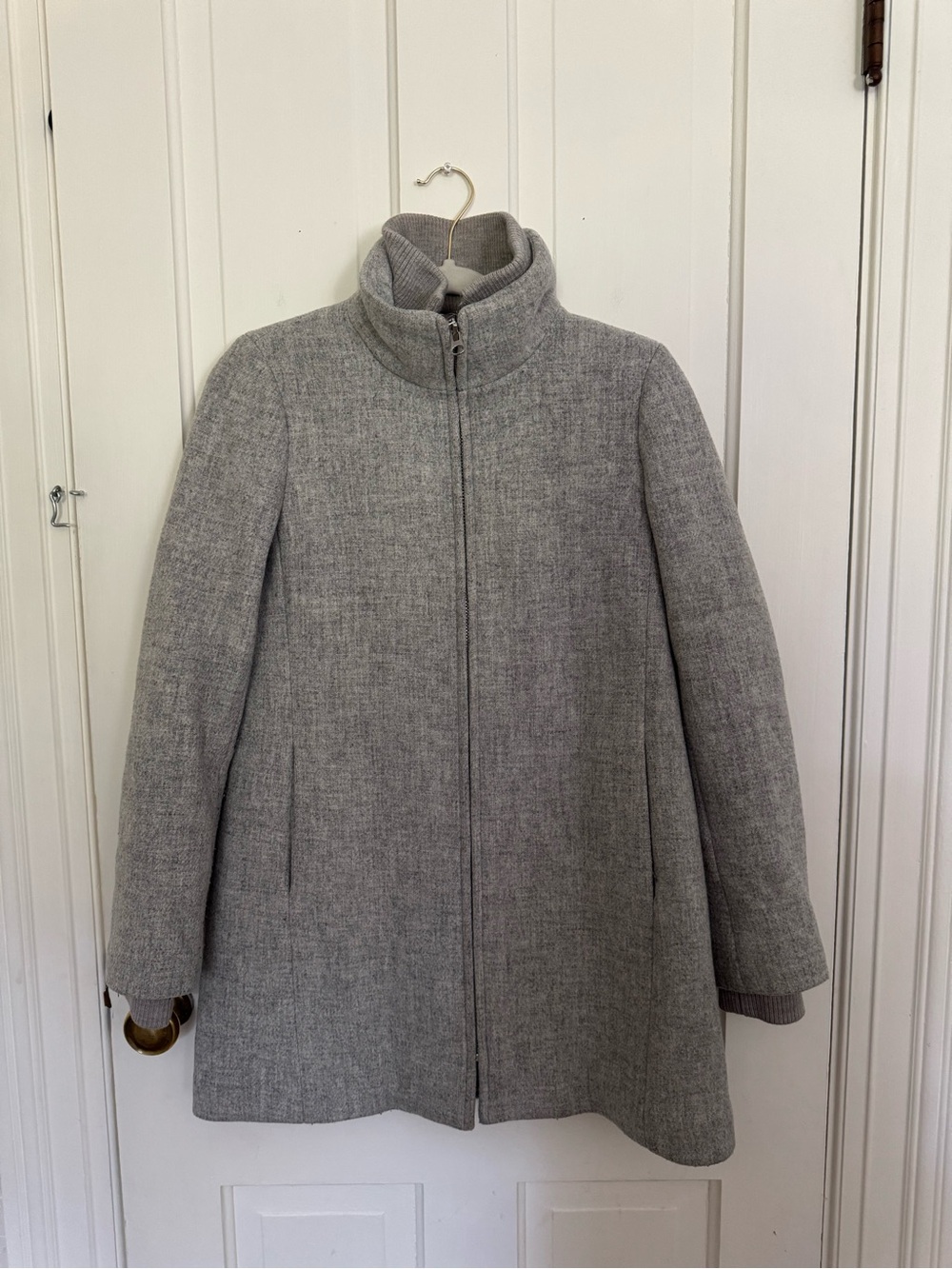 J. Crew Light Gray Wool Peacoat with Stand Collar